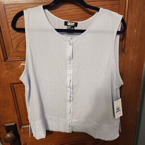 NWT DKNY Blouse, light blue, sleeveless, size XL